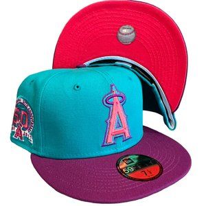 New Era Anaheim Angels 59FIFTY Fitted Hat Teal / Purple 50 Side Year Patch